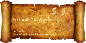 Spissák Jenő névjegykártya